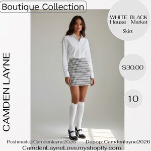 White House Black Market Black and White Midi Skirt